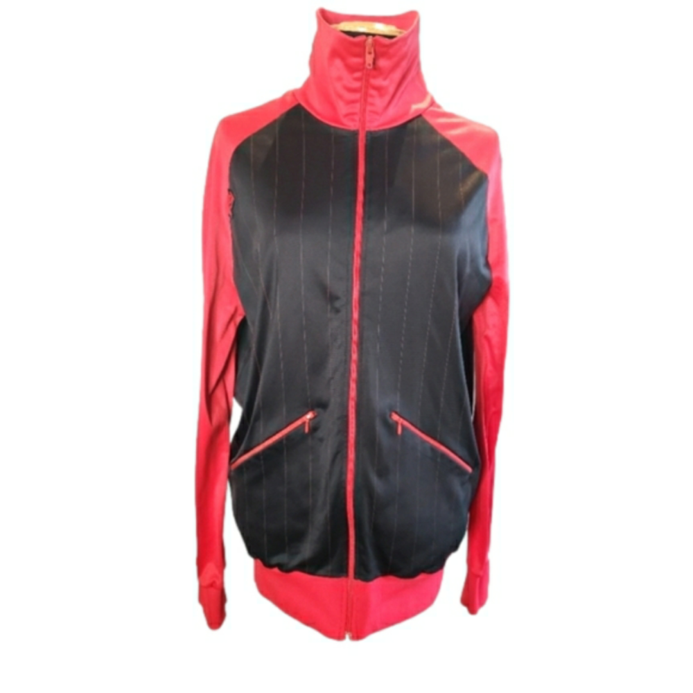 TRO Austria red & black zippered mock turtleneck warm up jacket